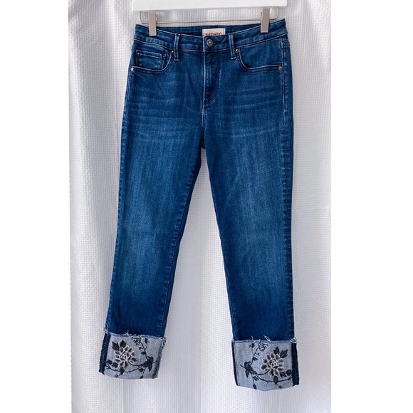 Driftwood Crop Jeans Colette (Scorpio), size 26, dark wash, floral embroidery - Picture 3 of 7